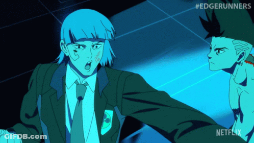 Netflix Edgerunners Advertisement Two Characters GIF