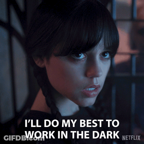Netflix Girl Saying I'll Do My Best To Work In The Dark GIF
