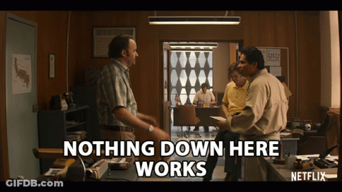 Netflix Men In Office Saying Nothing Down Here Works GIF