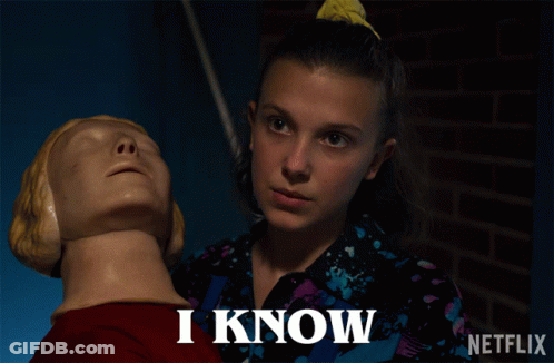 Netflix Woman Holding Mannequin Neck Saying I Know GIF