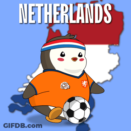 Netherlands Penguin Running With Football GIF