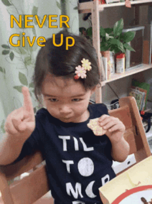 Never Give Up Cute Kid GIF