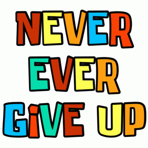 Never Give Up Flashing Colors GIF