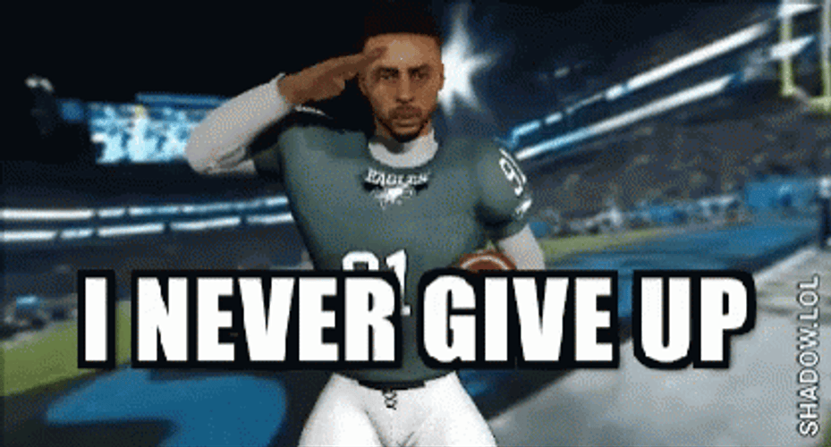 Never Give Up Football Player Salute GIF
