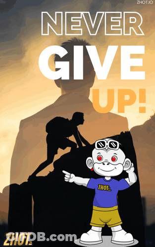 Never Give Up Poster With Monkey GIF