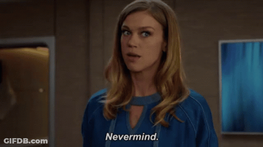 Nevermind Woman In Blue Looking Pissed GIF