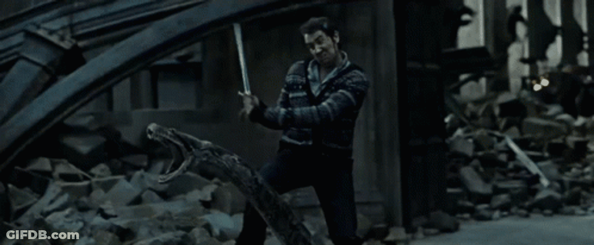 Neville Longbottom Hitting Snake GIF