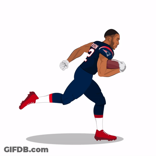 New England Football Player Running With Ball On Head GIF