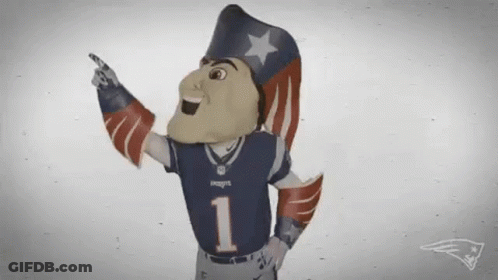 New England Patriots Mascot Pointing With Hat GIF