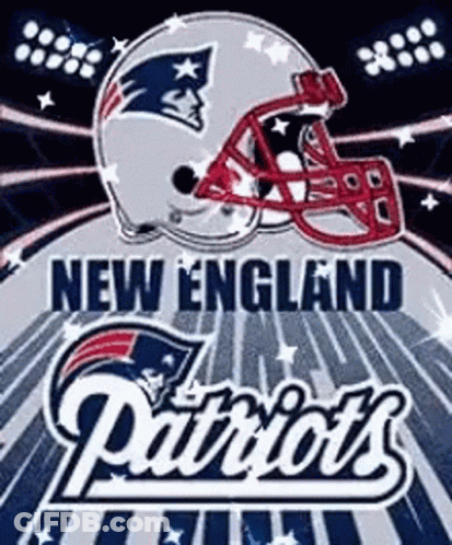New England Patriots Poster With Helmet And Flag GIF