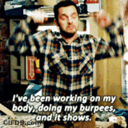 New Girl Nick Miller Giving Up Doing Burpee GIF