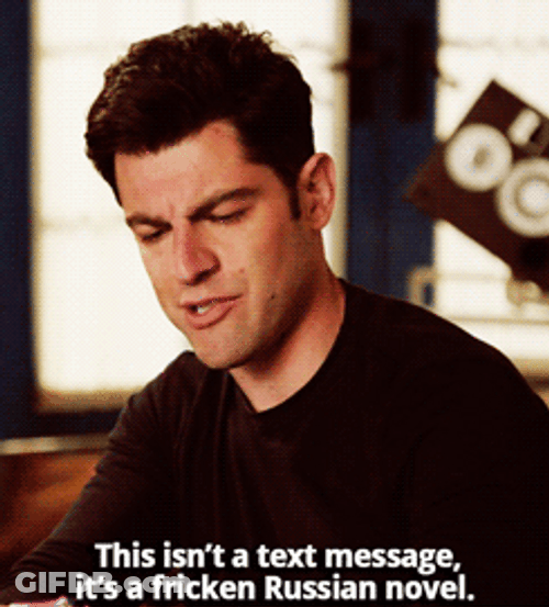 New Girl Winston Schmidt Long Text Message Reaction GIF