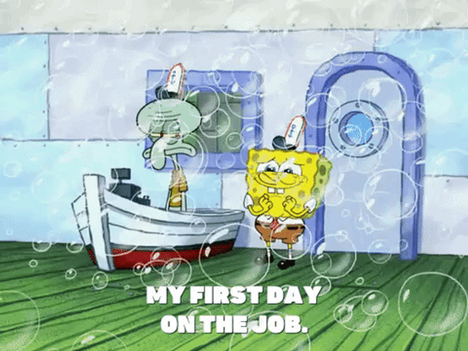 New Job First Day Woohoo Spongebob Squarepants GIF
