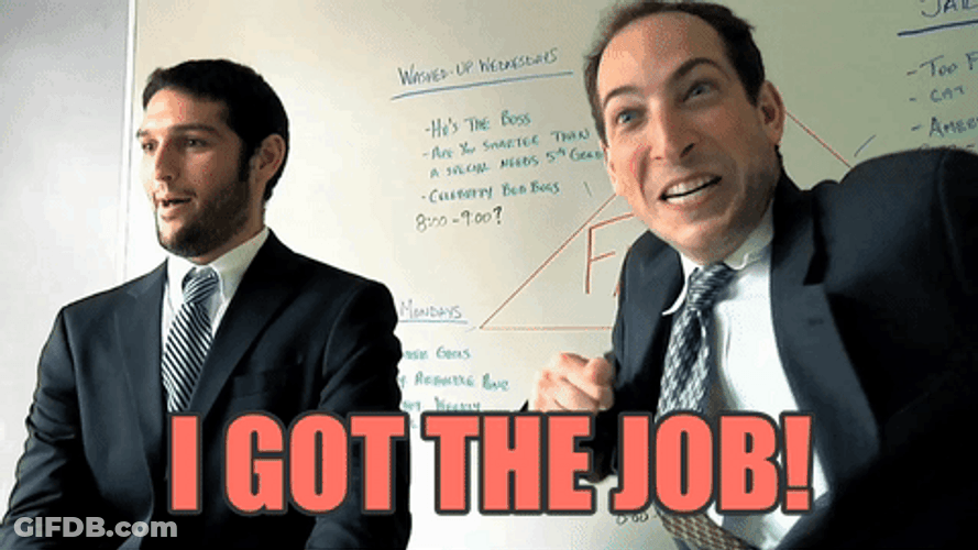 New Job I Got It Happy Office Guys GIF