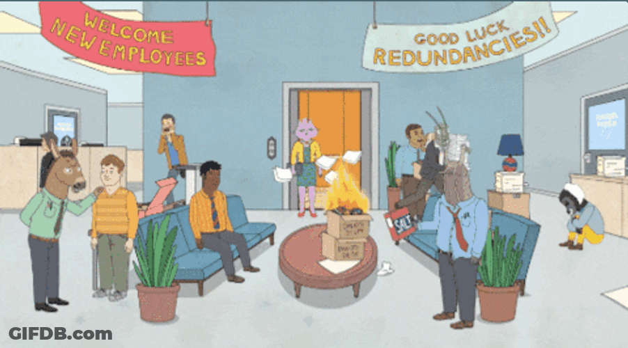New Job Office Panic Chaos Bojack Horseman GIF