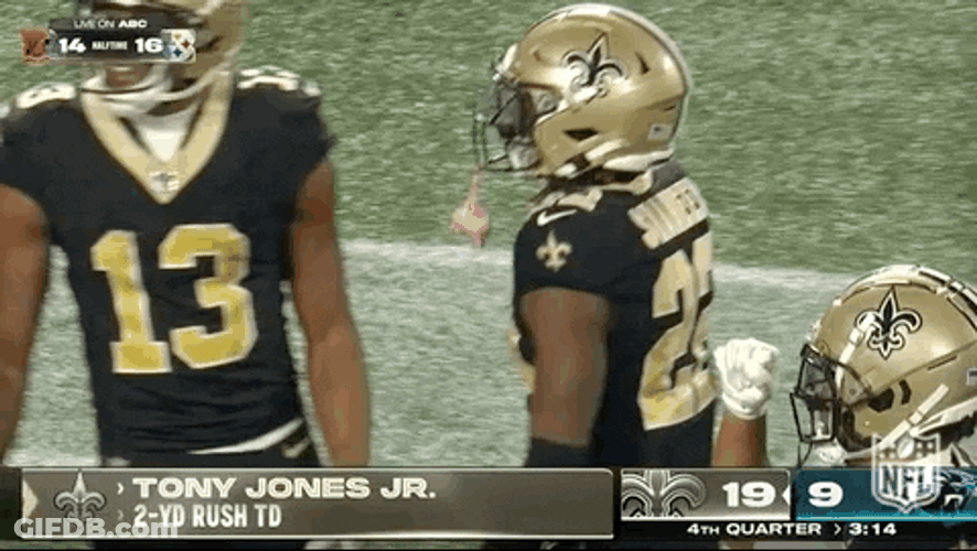 New Orleans Saints Tony Jones Jr Congratulated By Rashid Shaheed GIF