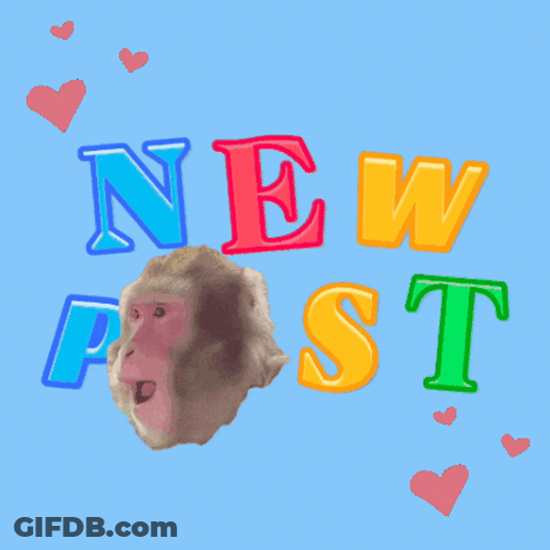 New Post With Monkey Head And Heart GIF