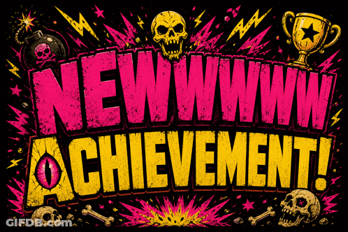 New WWW Achievement Poster With Skulls And Bones GIF