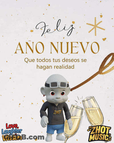 New Year Greeting Spanish Cartoon In Zhot Shirt GIF