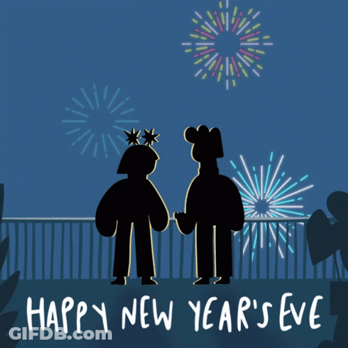 New Year's Eve Couple Watching Fireworks GIF