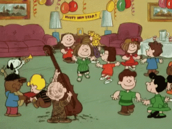 New Year's Eve Party Peanuts GIF