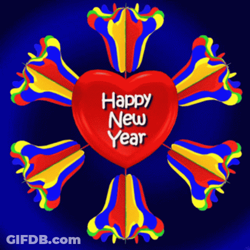 New Year Spinning Heart GIF