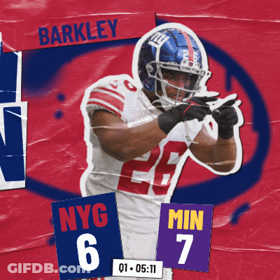 New York Giants Barkley On Red And Blue Background GIF