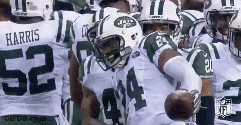 New York Jets Football Players Huddled GIF
