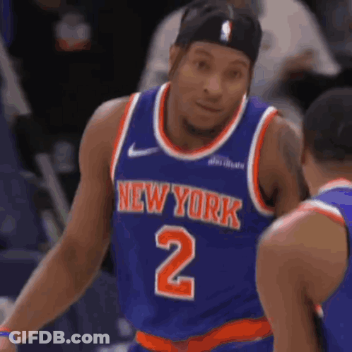 New York Knicks Basketball Player In Blue Jersey GIF