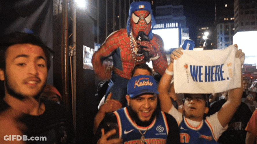 New York Knicks Fans Cheering Frantically GIF