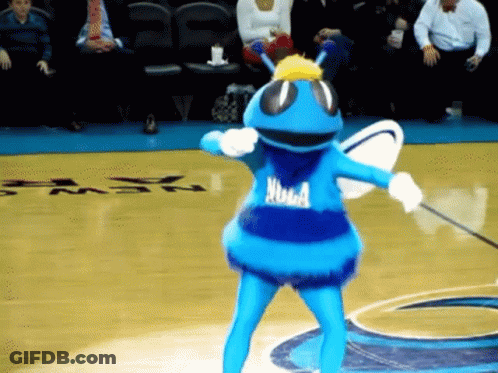 New York Knicks Mascot On Basketball Court GIF