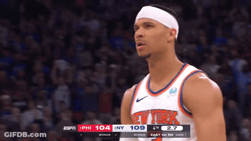 New York Knicks Player Looking At Scoreboard GIF