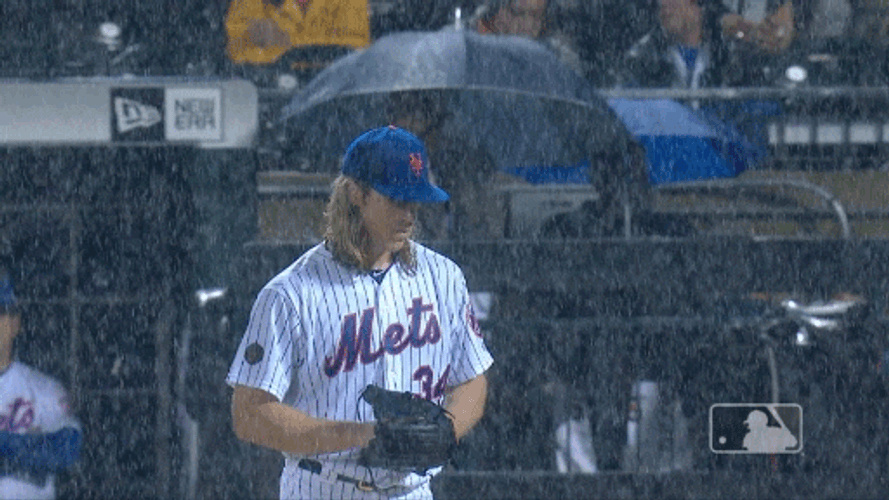 New York Mets Zack Greinke Doused In Rain GIF