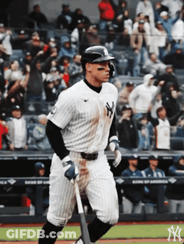 New York Yankees Baseball Player Holding Bat GIF
