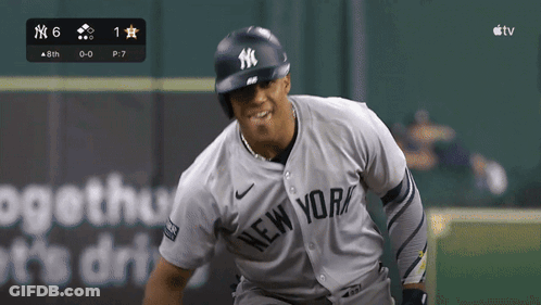 New York Yankees Baseball Player Running On Field GIF