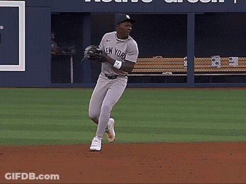 New York Yankees Baseball Player Running To Base GIF