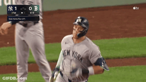 New York Yankees Baseball Player Running To Home Plate GIF