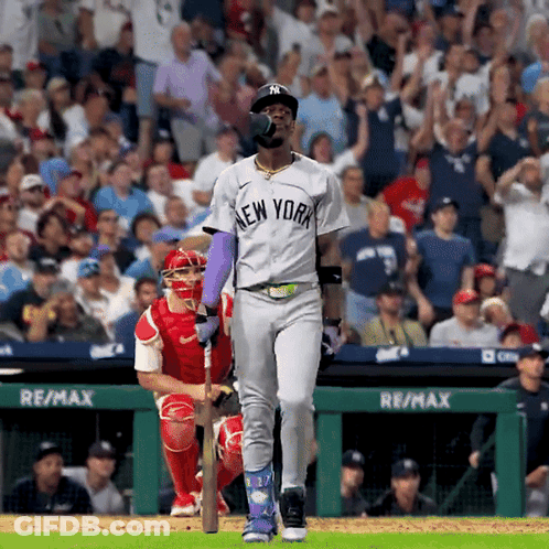 New York Yankees Baseball Player Walking To Home Plate GIF