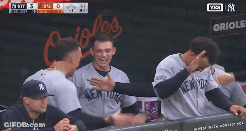 New York Yankees Baseball Players Hugging GIF