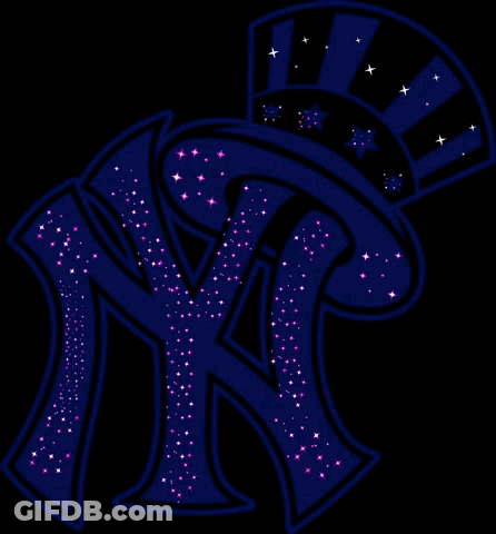 New York Yankees Logo With Top Hat And Stars GIF