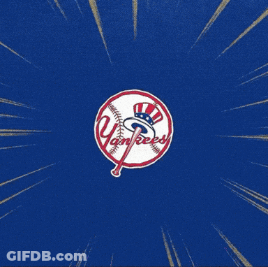 New York Yankees Player By Blue Sign Saying See Ya GIF
