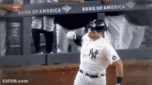 New York Yankees Player Running To Dugout GIF