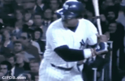 New York Yankees Player Swinging At Ball GIF