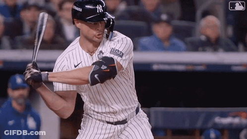 New York Yankees Player Swinging At Pitch GIF