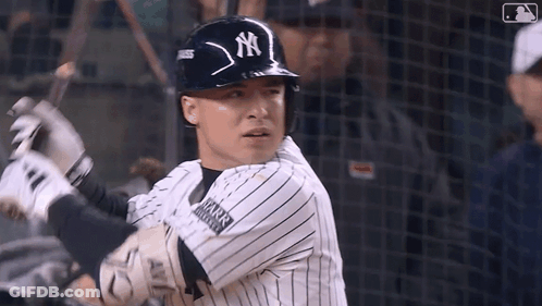 New York Yankees Player Swinging Bat GIF