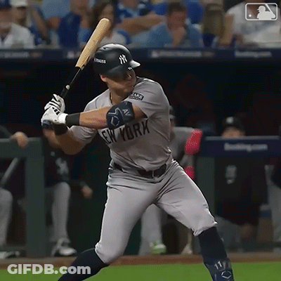 New York Yankees Player Swinging Bat GIF