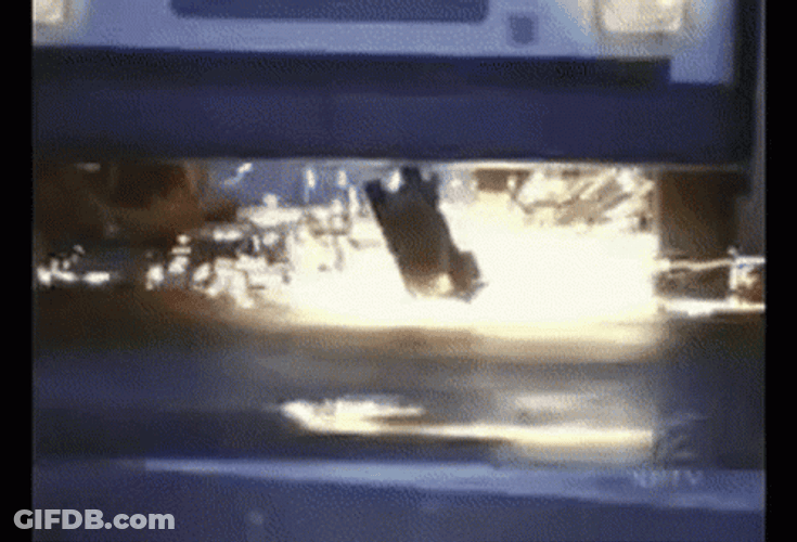 Newman Driving Exploding Car GIF