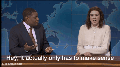 News Show Couple Saying Hey It Only Has To Make Sense GIF