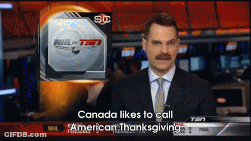 Newscaster Says Canada Likes To Call American Thanksgiving GIF