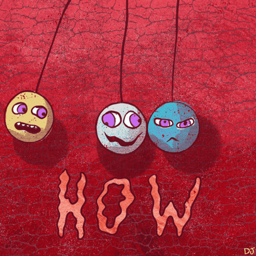 Newton Pendulum Balls With Faces GIF
